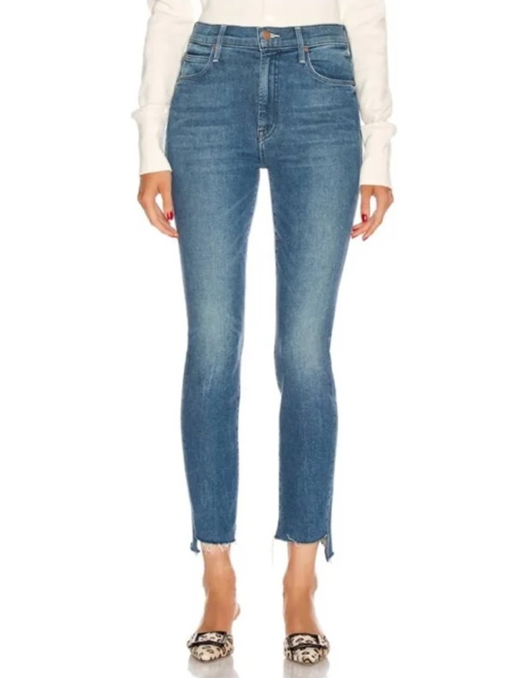MOTHER Two-Step Fray Jeans in Runaway Train